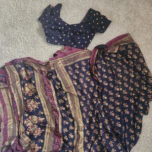 Print sari with blouse